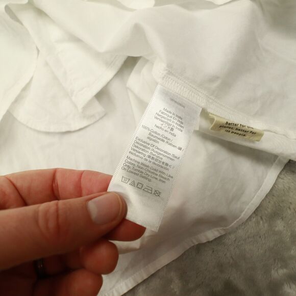 Madewell Embroidered White Poplin Puff‎ Sleeve V-Neck Mini Dress Size Small - Picture 9 of 10